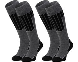 NOMAD® Skisokken Essential 2-Pack | 43/46 Grijs | Warme sokken Dames / Heren | Lange Huissokken / Wandelen / Sporten | Knie Kousen | Goede vochtafvoer