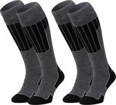 NOMAD® Skisokken Essential 2-Pack | 35/38 Grijs | Warme sokken Dames / Heren | Lange Huissokken / Wandelen / Sporten | Knie Kousen | Goede vochtafvoer