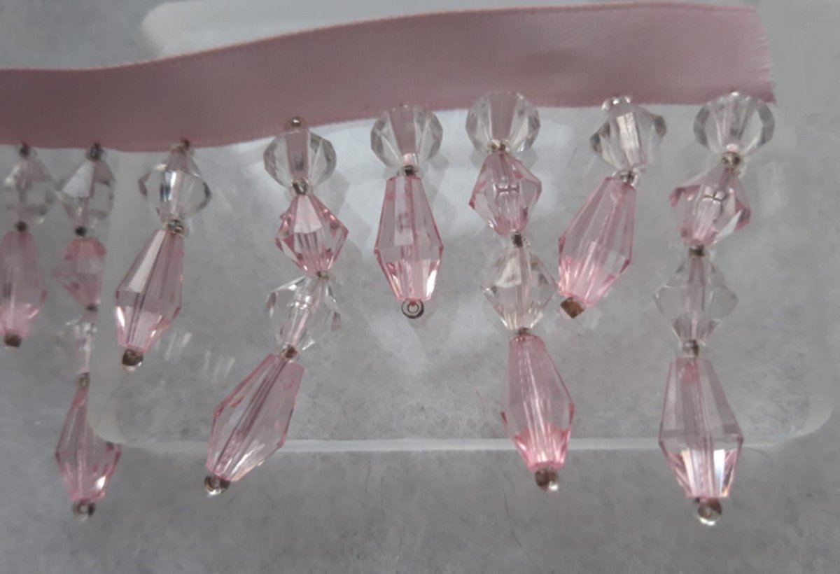 Lint met steentjes kralen Roze 30cm fournituren art kraaltjes lint versieren knutselen...