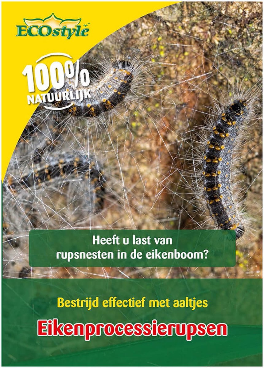 ECOstyle Aaltjes tegen Eikenprocessierups - Bestrijdingsmiddel Insecten - Natuurlijk & Biologisch - Tegen Rupsennesten in de Eikenboom - Werken 24 uur per Dag - 10 m2