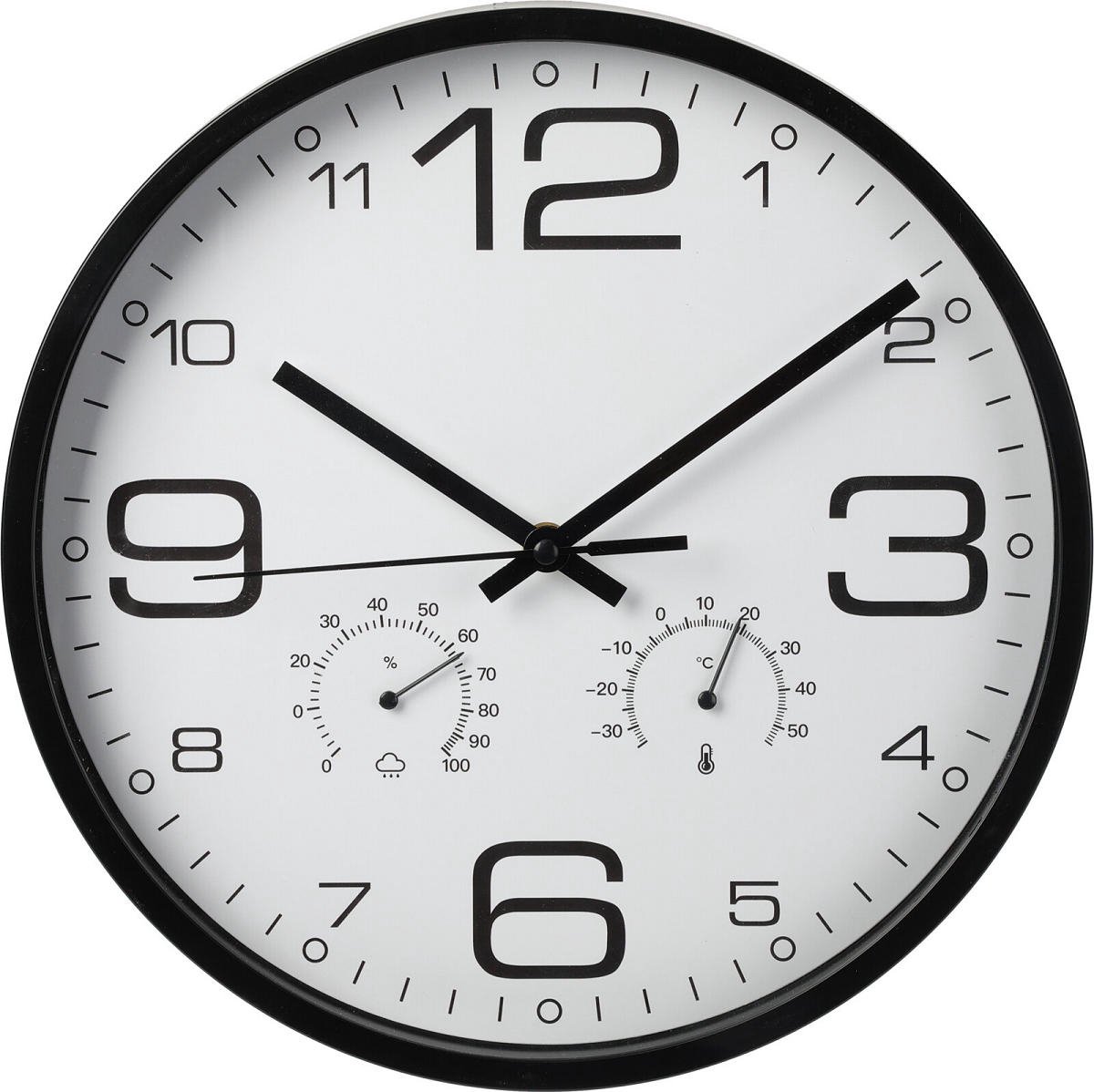 Klok - Wandklok met weerstation - zwart