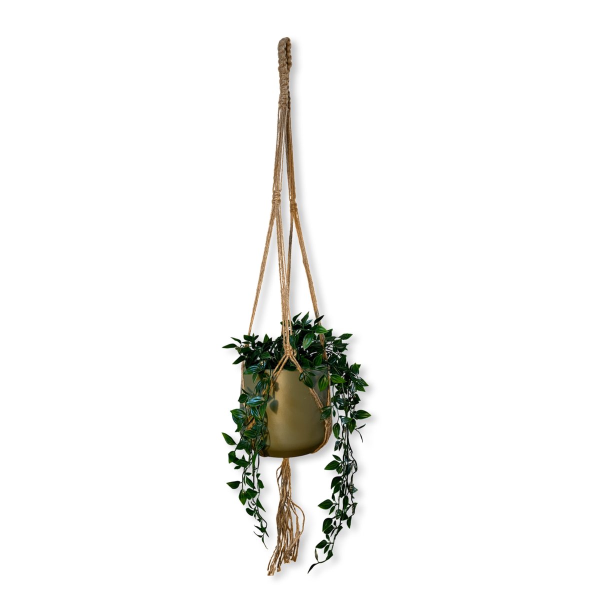Jute Plantenhanger 'Plantsy' - 110 cm lang - Geschikt voor Pot met Diameter t/m 25 cm - Handgemaakt in ons Macramé Atelier - Prijs per Stuk - Let op: Exclusief Pot - Inclusief Verzendkosten