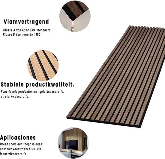 Panneaux acoustiques décoratifs muraux PRO avec noyer de Nordic Acoustics  en 240x60cm