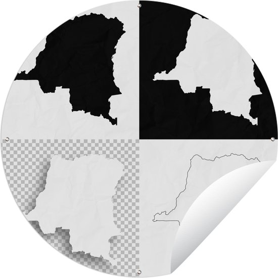 Tuincirkel Illustratie van Congo-Kinshasa in vier vlakken - 90x90 cm - Ronde Tuinposter - Buiten
