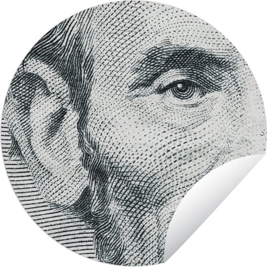 Tuincirkel Een illustratie van Abraham Lincoln op het 5 dollar biljet - 60x60 cm - Ronde Tuinposter - Buiten