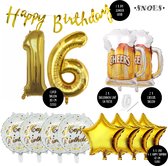 16 Jaar Verjaardag Cijfer ballon Mannen Bier - Feestpakket Snoes Folieballonnen Cheers & Beers - Herman