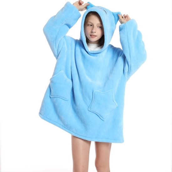 || KIDS || Hoodie Blanket || oversized deken | | capuchon deken || winter trui || Slaapkleding || Owl Blue ||