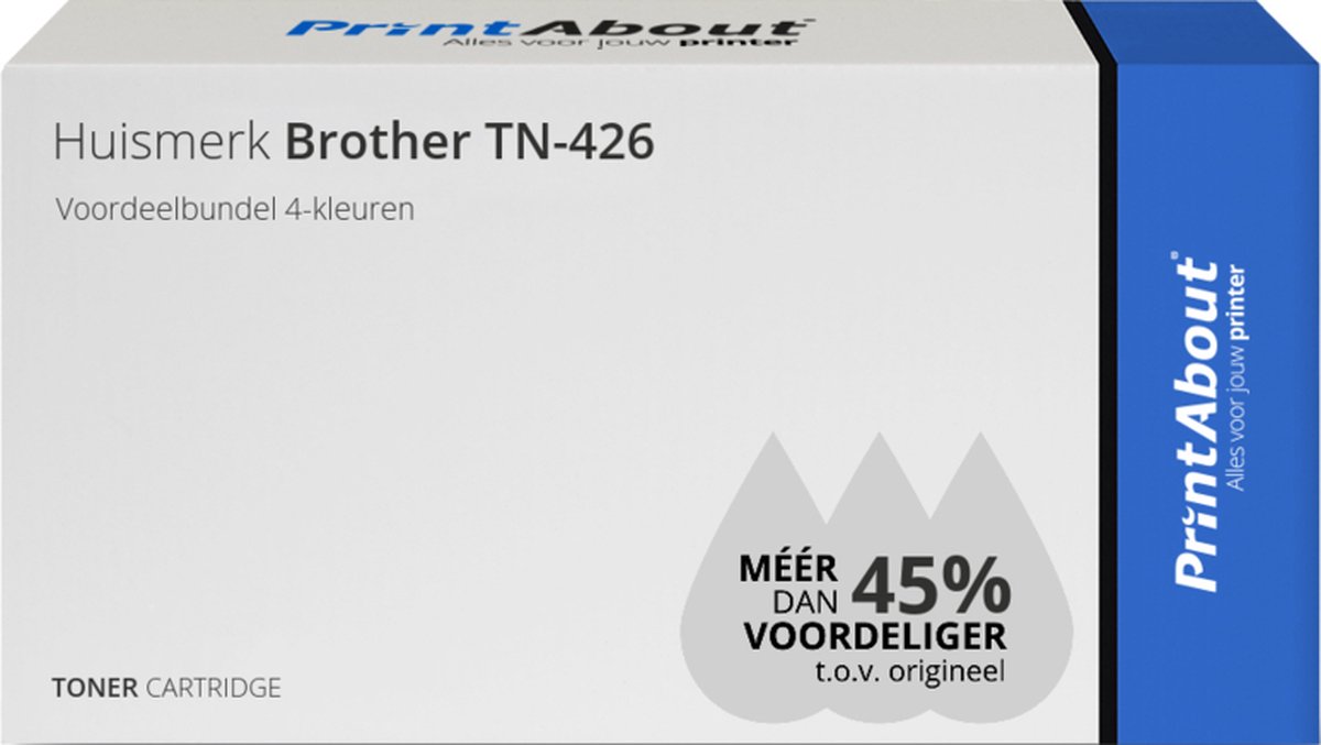 PrintAbout huismerk Toner TN-426 4-kleuren Voordeelbundel Extra hoge capaciteit geschikt voor Brother