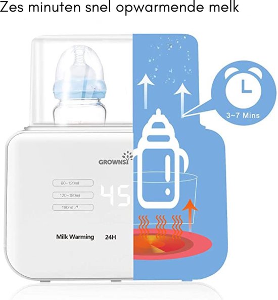 Flessenverwarmer voor Baby's, Babyfles Sterilisator - 6-in-1 Fast, Babyvoeding en Ontdooiing, BPA-vrije Flessenwarmer, Babyvoeding met LCD-display van Grownsy — afbeelding 4