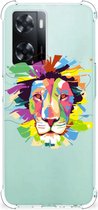 Étui pour téléphone portable OPPO A57 | A57 | Coque arrière en TPU mignon A77 4G avec bord transparent couleur Lion