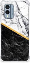 Back Cover Nokia X30 Smartphone hoesje met doorzichtige rand Marble White Black