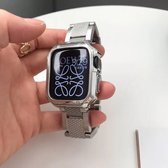 Convient pour bracelet Apple Watch 44 mm - Série 1 2 3 4 5 6 7 8 SE Ultra - Bracelet de montre Smartwatch iWatch - 42mm 44mm 45mm 49mm - Fungus - Métal en acier inoxydable - Argent - Luxe