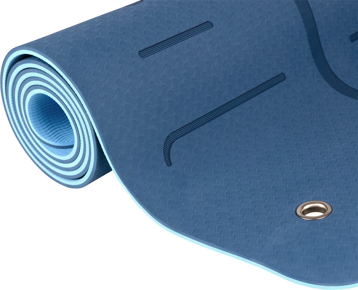 Yogamat - Body Line - TPE - Donkerblauw/Lichtblauw - Incl. Draagriem