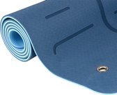 Yoga Mat - Fitness Mat Blauw / Lichtblauw - Sport mat - TPE - Anti slip en eco - Body Line - Met draagriem