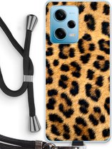 Case Company® - Hoesje met koord geschikt voor Xiaomi Redmi Note 12 Pro 5G hoesje met Koord - Luipaard - Telefoonhoesje met Zwart Koord - Bescherming aan alle Kanten en Over de Schermrand