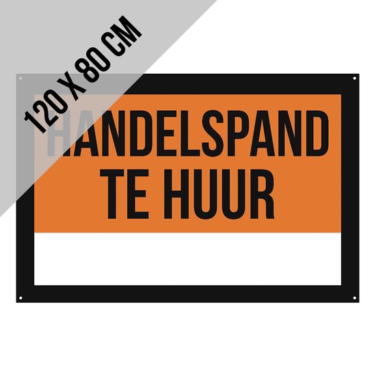 Foto: Bord xl handelspand te huur 120 x 80 cm kanaalplaat met hechtingsgaten in elke hoek immo immobili n vastgoed uithangbord makelaar bedrijfsruimte verhuren polyprop 1 stuk