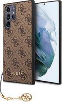 Guess Samsung Galaxy S23 Ultra Hoesje Charm Back Cover Bruin