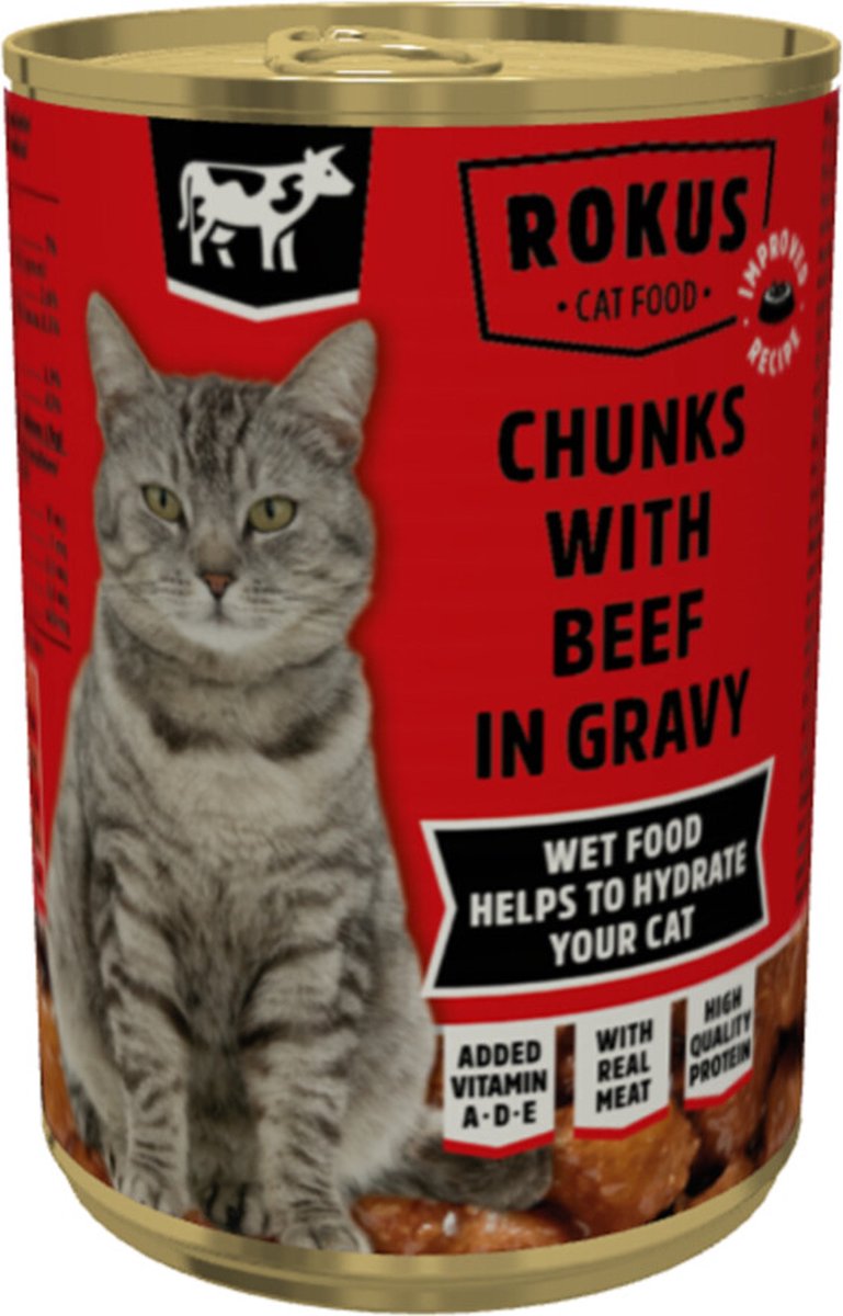 Rokus Rokus Kattenvoer Blik Stukjes Rund in Jus 415 gr