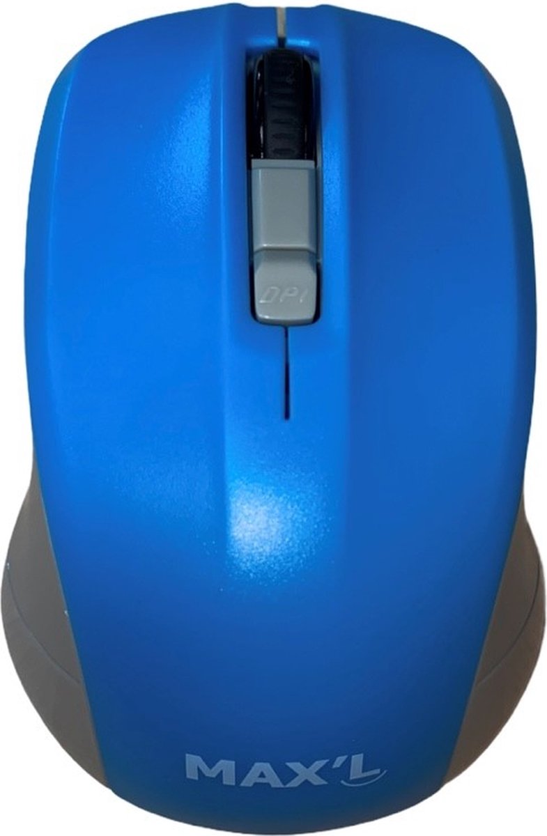 Max'L draadloze optische ergonomische muis 2.4 GHz - 800-1200-1600 DPI - 6 Knoppen kleur zwart