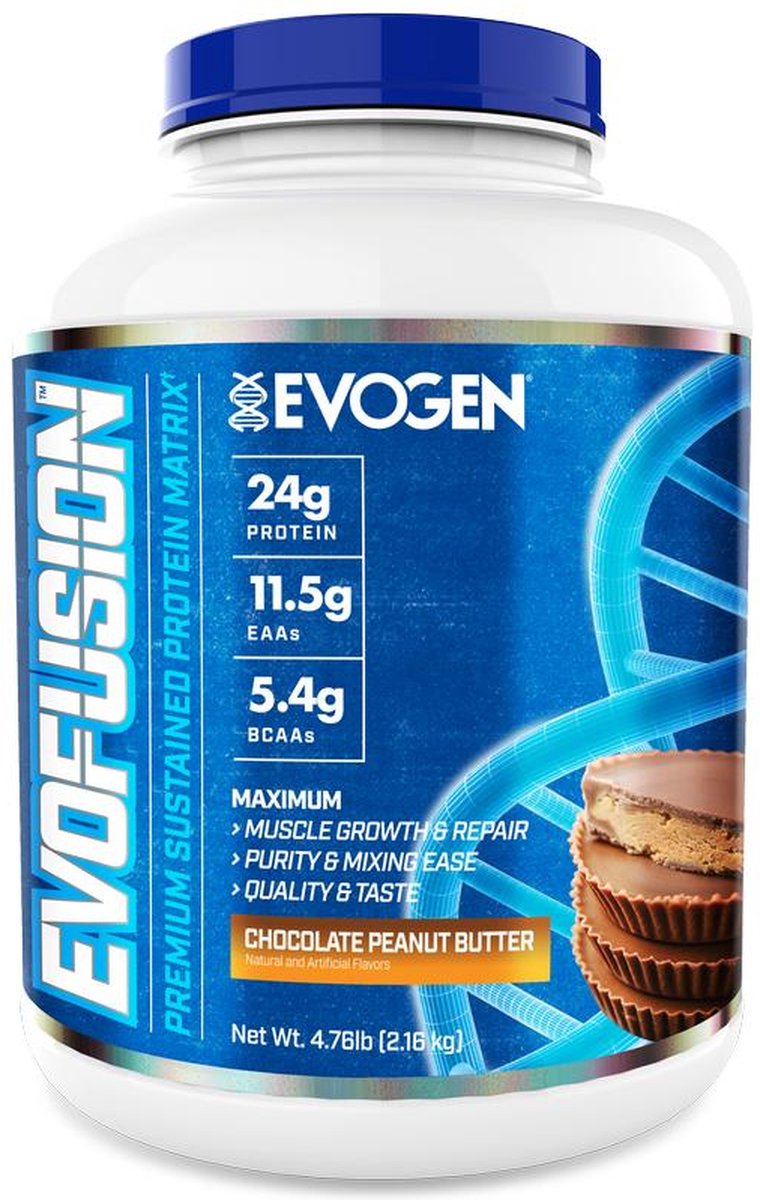 Evogen Nutrition - Evofusion Chocolate Peanut Butter 60 porties - Spieropbouw - Eiwitten - Sportsupplement
