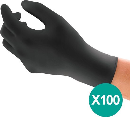 MICROFLEX® 93-732 - Nitril Wegwerp Handschoenen, Latexvrij, Poedervrij, M, Zwart, 100 stuks (0.7-0.11mm)