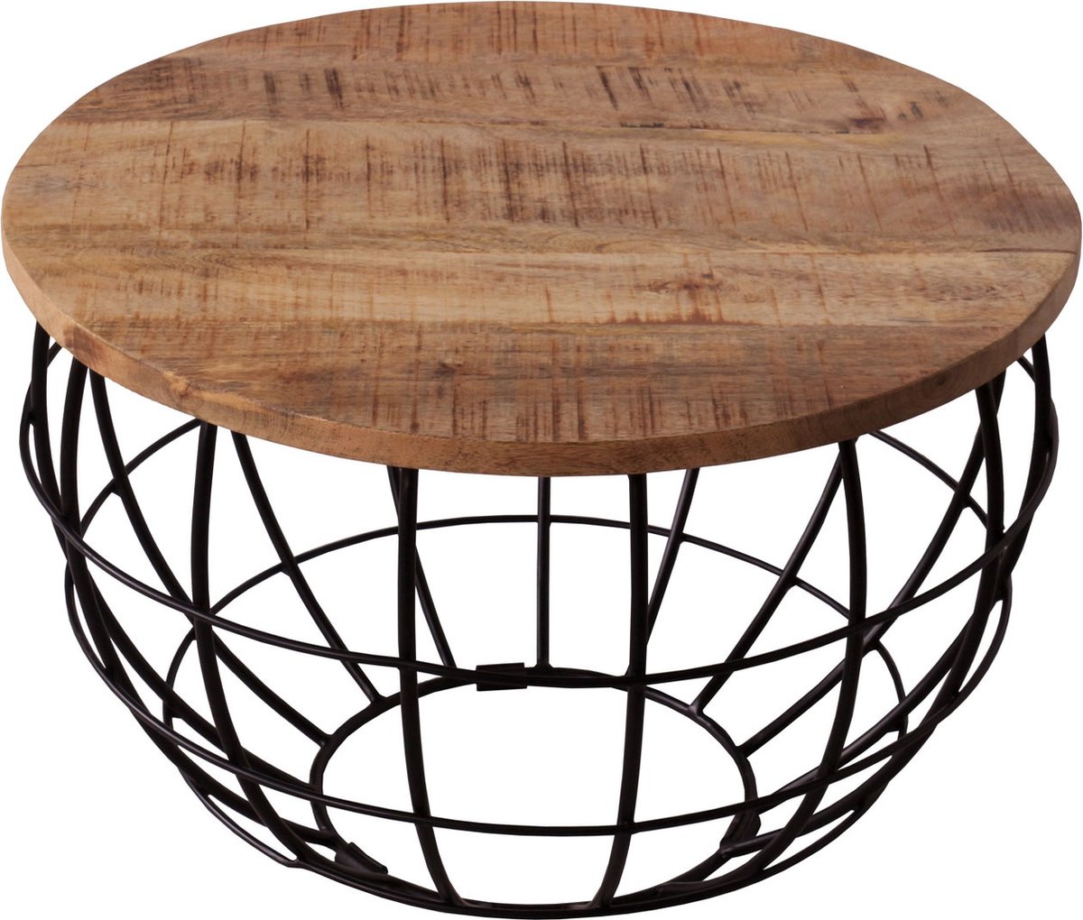 Parya Home -Salontafel ø 55 cm rond duurzaam metalen draadframe grid