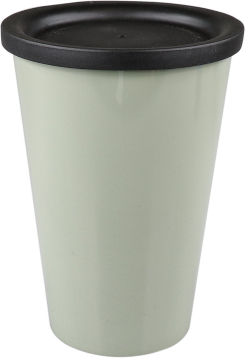 Ornamin - Beker met deksel- beker - met deksel- - to go- SAN - reusable - onbreekbaar - 400ml - oudgroen - 9 stuks