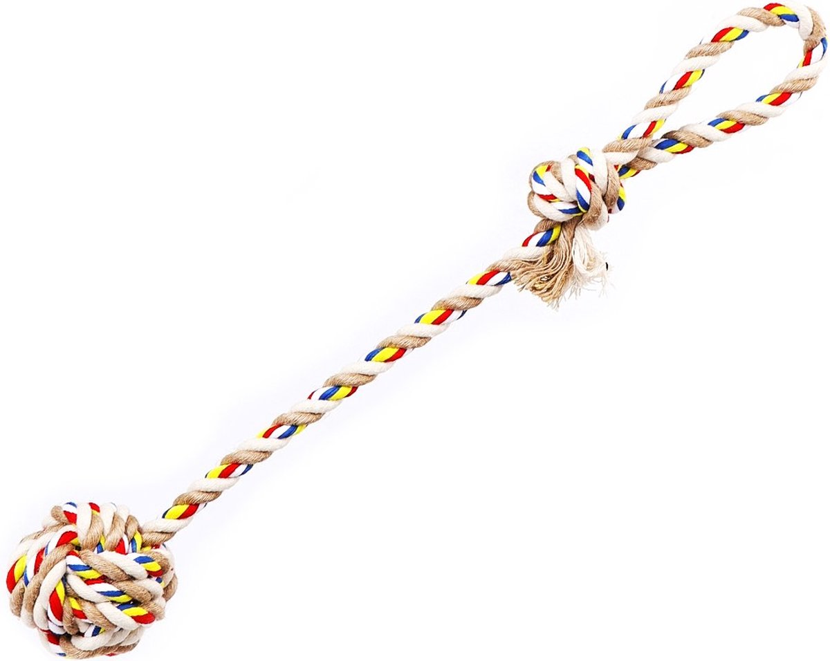 Nobleza Hondenspeelgoed – Speeltouw met bal – Lengte 40 cm – Hondentouw met lus en bal – Speeltouw hond – Trektouw hond