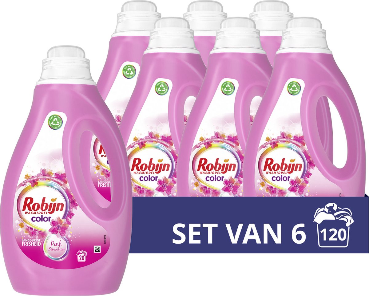 Robijn Vloeibaar Wasmiddel - Color Pink Sensation - 6 x 20 wasbeurten - Robijn