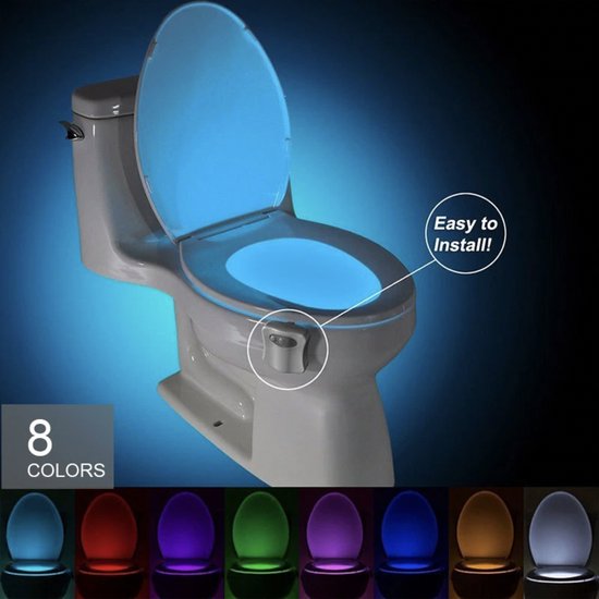 Toiletbril Licht voor in de Nacht - LED Lamp voor WC - WC-licht - Toiletpotverlichting - WCLamp met Beweeg Sensor - Automatische Toilet Verlichting - W.C. Bril Licht - Bang in het Donker - Verstelbare Kleuren - Toiletpot LED Lamp