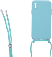 Ketting silicone telefoonhoesje Geschikt voor: iPhone XS Max - TPU - Silicone - Turquoise - ZT Accessoires