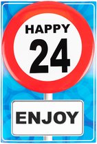 Happy age kaart 24 jaar (wenskaart met button)