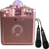 N-GEAR Disco Star 710 Space Pink - Draadloze Bluetooth Party Speaker - Karaoke Set - Sterrenprojector - 2 Microfoons