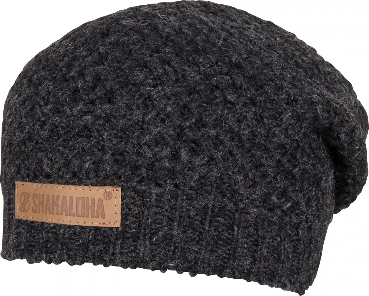 Shakaloha Gebreide Wollen Muts Heren & Dames Beanie Hat van schapenwol met polyester fleece voering - Blake Beanie Antracite Unisex - One Size Wintermuts