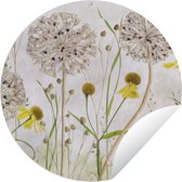 Garden Circle Fleurs - Aquarelle - Nature Morte - 90x90 cm - Affiche de Jardin Ronde - Extérieur