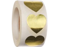Gouden hartjes stickers - 500 stuks - 25mm - Voor cadeau of webshop