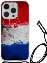 Telefoon Hoesje Geschikt voor iPhone 14 Pro Leuk Hoesje met transparante rand Nederlandse Vlag