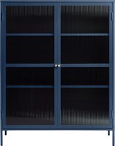 Vitrinekast Blauw - Metaal - 40x110,9x140cm - Soft Closing - Vitrinekast Bronco - Giga Living