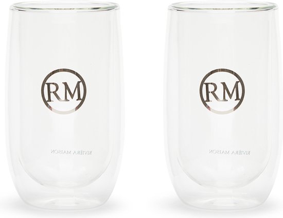 Riviera Maison Dubbelwandige glazen set met RM logo - RM Love Double Wall Glass Maat L - 330 ML - Glas - Transparant - 2 stuks