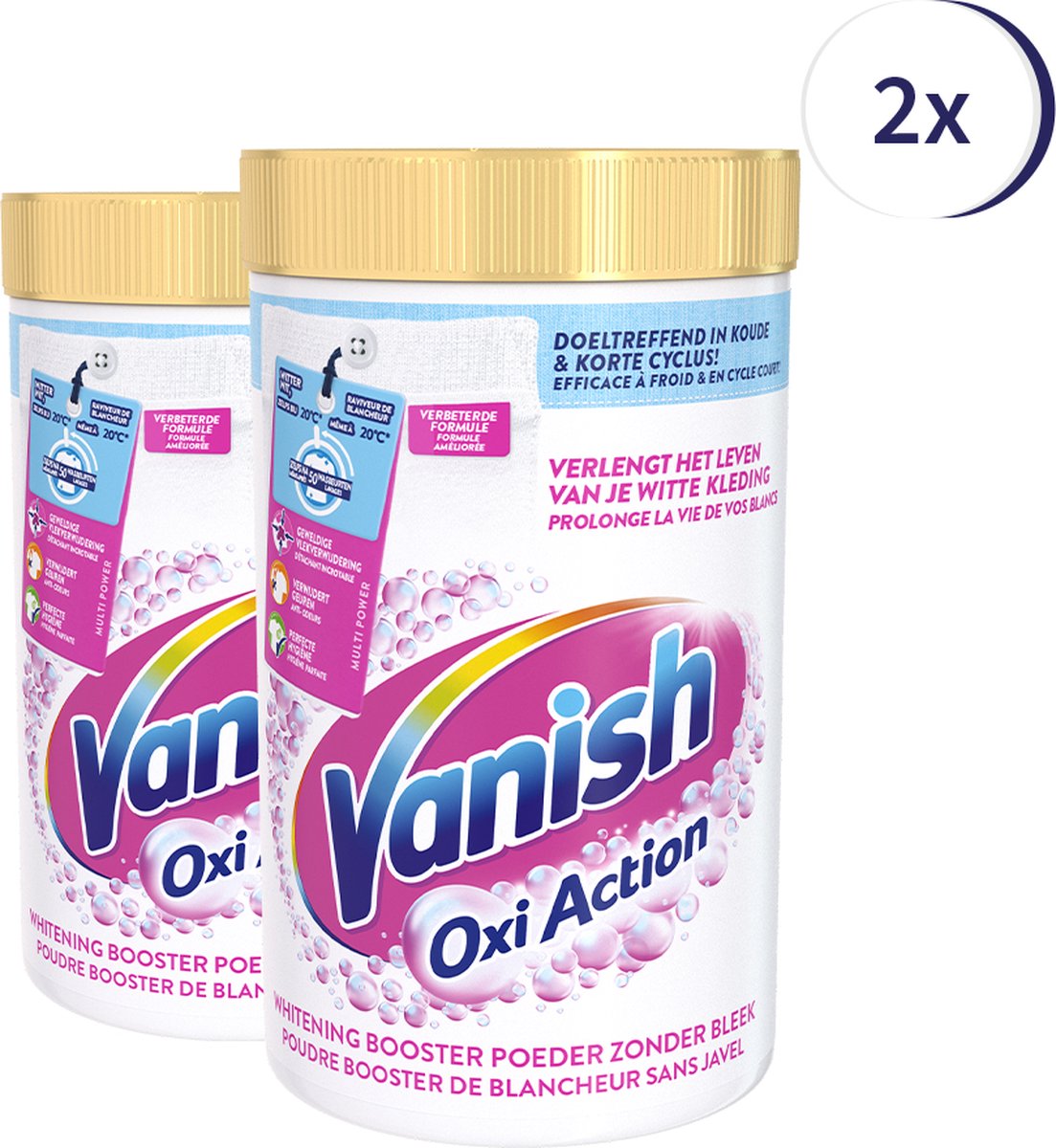 Goedkoopste Vanish - Vanish Oxi Action Whitening Booster Poeder - 1.5 kg x2 - Default