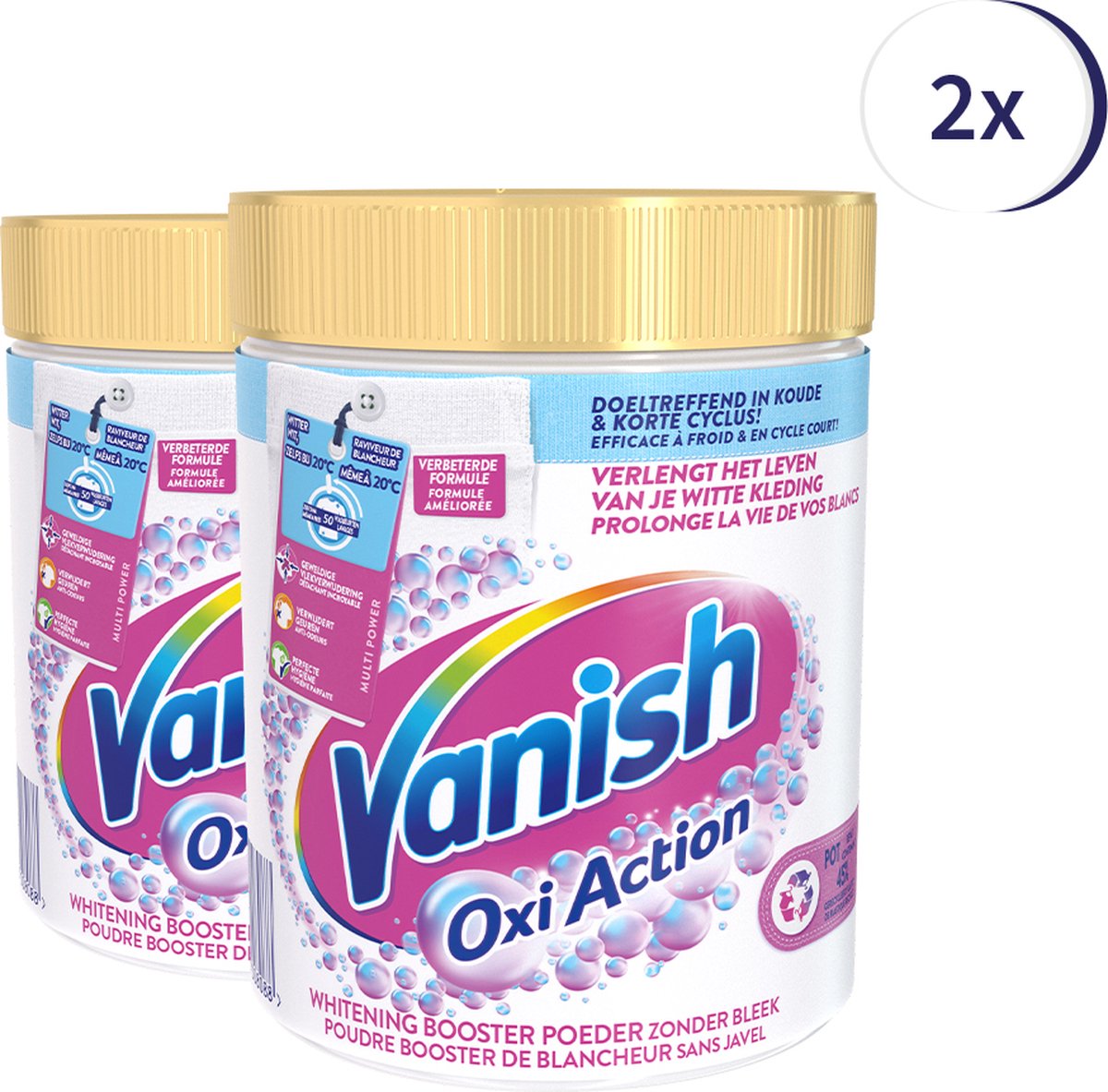 Goedkoopste Vanish Oxi Action Whitening Booster Powder - 2 x 1000g - Voordeelverpakking