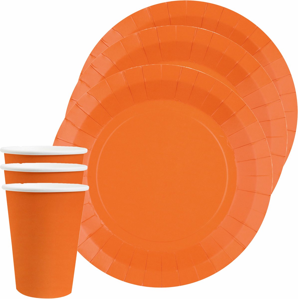 Santex feest/verjaardag servies set - 20x bordjes en bekertjes - oranje - karton