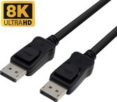 NÖRDIC DPDP-N2020 - Gevlochten DisplayPort kabel, DP 1.4, 8K UHD (60Hz), 7680x4320, 2 meter, zwart