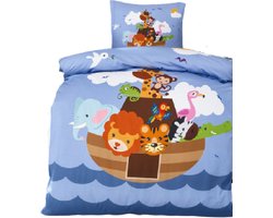 Peuterdekbedovertrek Noah’s Ark – 120x150 cm – 100% Katoen – Met Kussensloop – Dierenprint