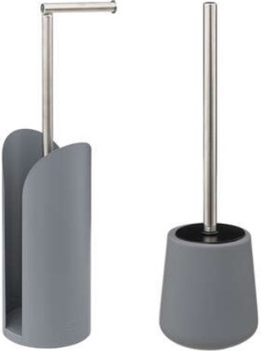 5Five Cocoon Flexibele toilethouder + toiletborstel - Grijs