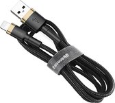 Baseus Cafule Oplaadkabel Duurzame Nylon Kabel USB Naar Lightning 1M - Zwart-Goud