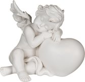 Slapende Engel op hart 11x10cm Cherubijn