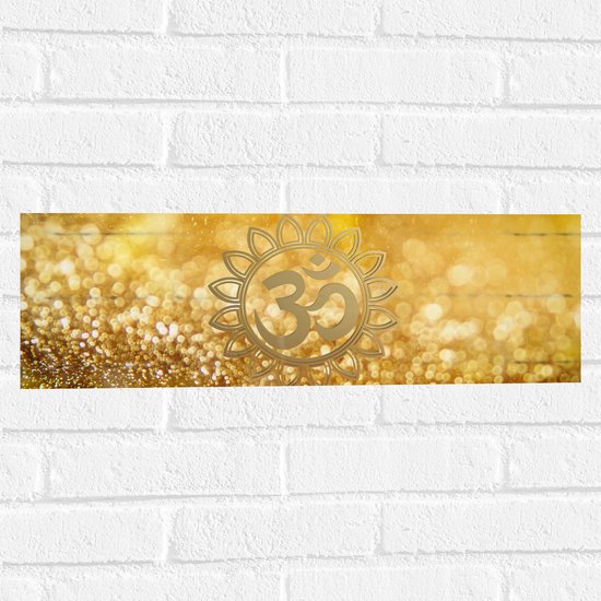 Muursticker - Hindoe Symbool Versierd door Gouden Details - 60x20 cm Foto op Muursticker