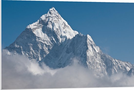 PVC Schuimplaat- Himalaya Gebergtes Vol Sneeuw boven Wolkenveld - 90x60 cm Foto op PVC Schuimplaat