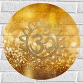 Muursticker Cirkel - Hindoe Symbool Versierd door Gouden Details - 50x50 cm Foto op Muursticker
